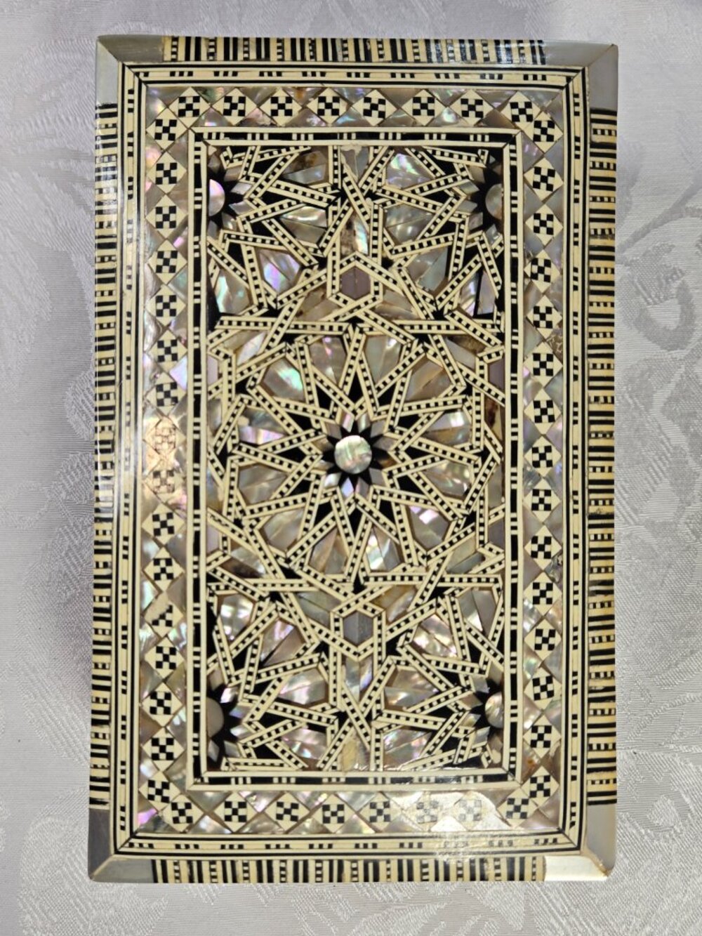Vintage Mother of Pearl Mosaic Jewelry Box